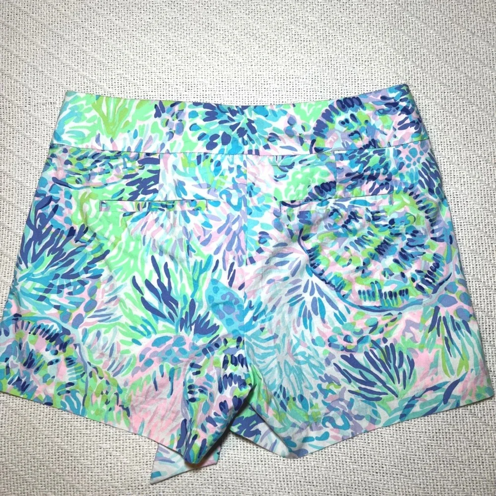 Lilly Pulitzer Shorts Blue Green Pink Floral Tie Waist Size 6